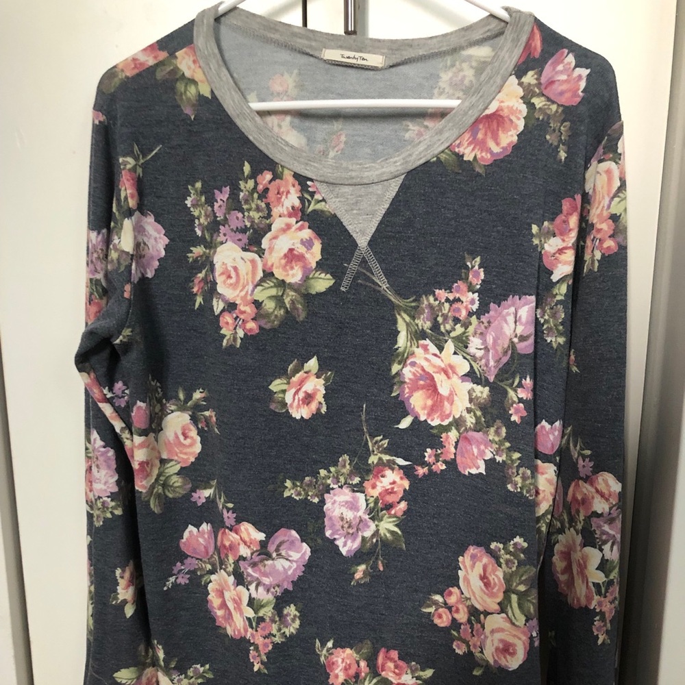 Navy blue floral blouse